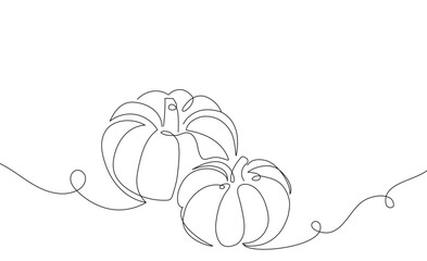 Continuous line drawing of pumpkins, outline autumn illustration. Editable stroke