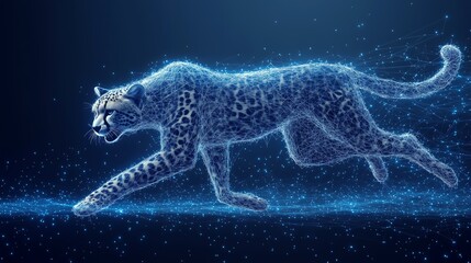 Naklejka premium Futuristic Digital Cheetah in Cyber Environment
