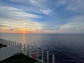 Beautiful sunset seen from a ship