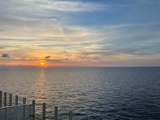 Beautiful sunset seen from a ship