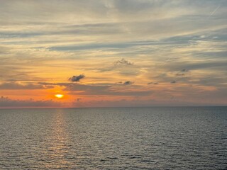 Beautiful sunset seen from a ship