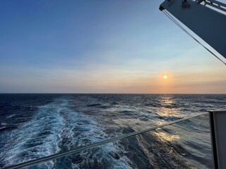 Beautiful sunset seen from a ship