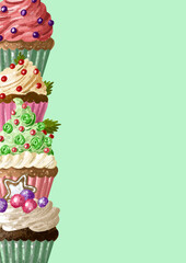 A letter form with four Christmas cupcakes on the side