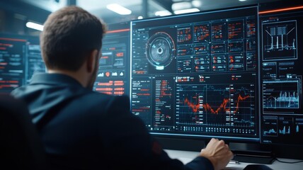 Chinese billionaire in a luxury office with skyline view, modern wealth symbols like gold bars and stock charts, Chinese billionaires, wealth and success