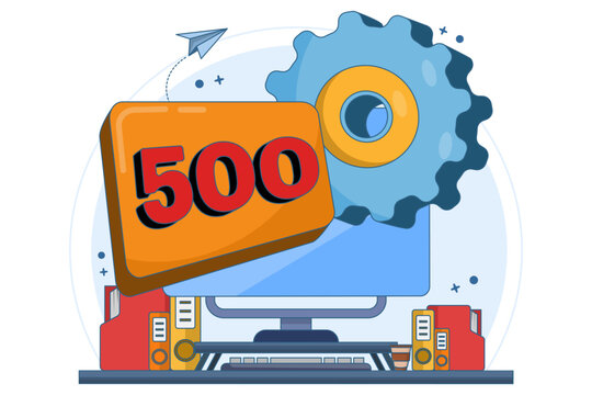 recommend clip art: Error code concept 500 Internal Server Error. Equipment with Status Code 500. Server error with code 500, Something went wrong on the website hosting server, fix the problem on the website.