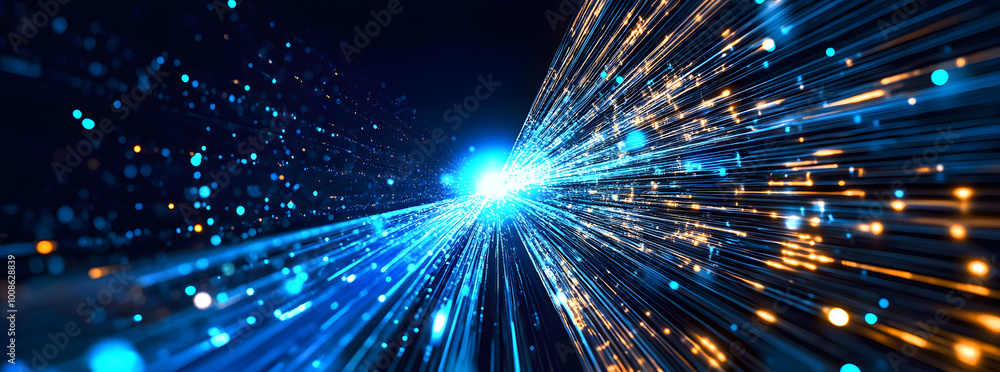 Aufkleber futuristic data stream 3d illustration. data transfer technology. cyberpunk, big data and cybersecur