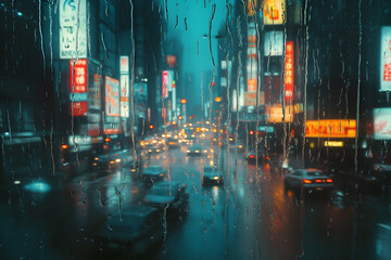 raining city at night