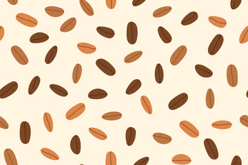 coffee beans seamless pattern; great for coffee shop menus, packaging, and branding materials, textile, wallpapers, gift wrap- vector illustration