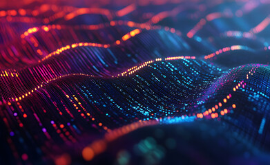 Waves of computer code. Binary code big data. Information field, binary code, data encoding, data flow, digital security. Internet technology 3d illustration