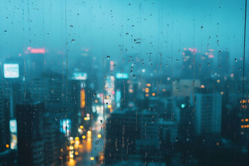 rain in the city scenery view