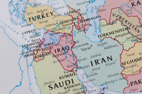 Middle East Political Map, selected focus.