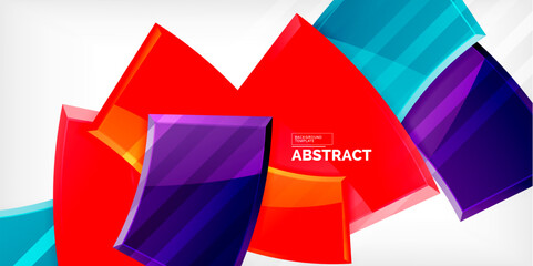 Round 3d shapes, plates background. Creative composition design template