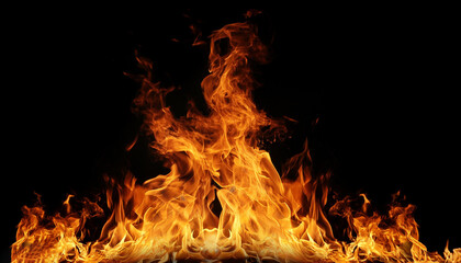 Flaming fire clear black background
