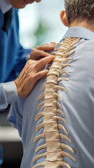 A chiropractor examines a patient's spine, focusing on posture and alignment for health assessment and treatment.