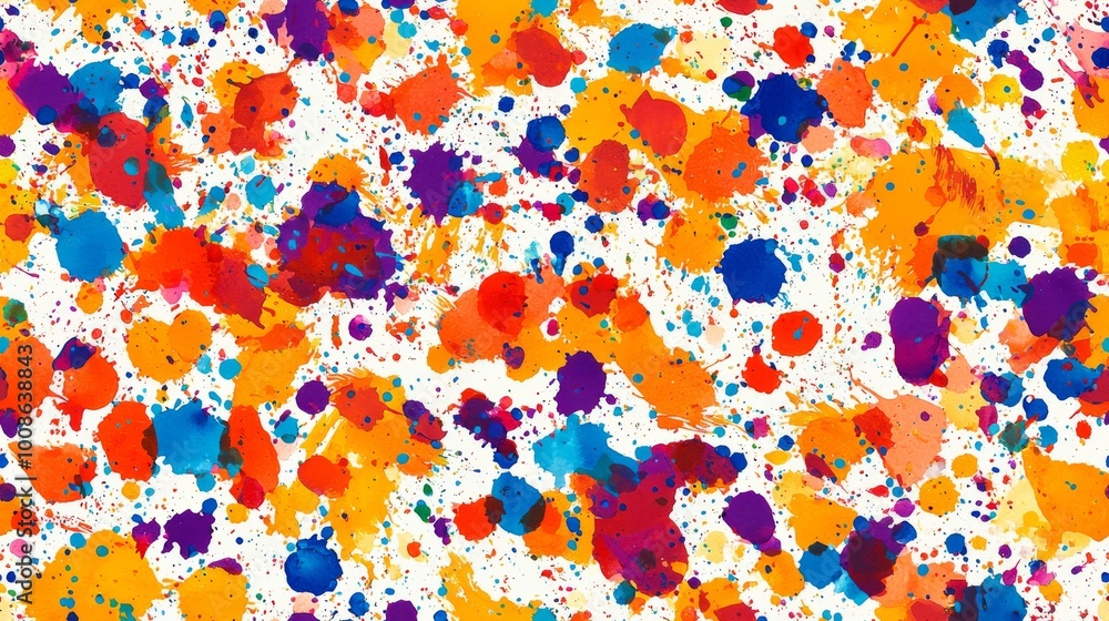 Wall mural artistic splashes of color seamless pattern. vibrant splashes of multicolored paint background