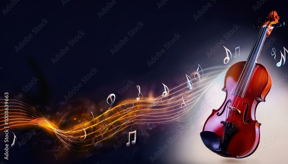 Wall mural violin and music notes