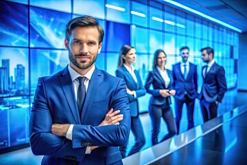 Fototapeta premium Professional Corporate Background in Blue Tones for Business Presentations and Marketing Materials