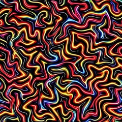 Abstract Swirls of Colorful Lines on Black Background