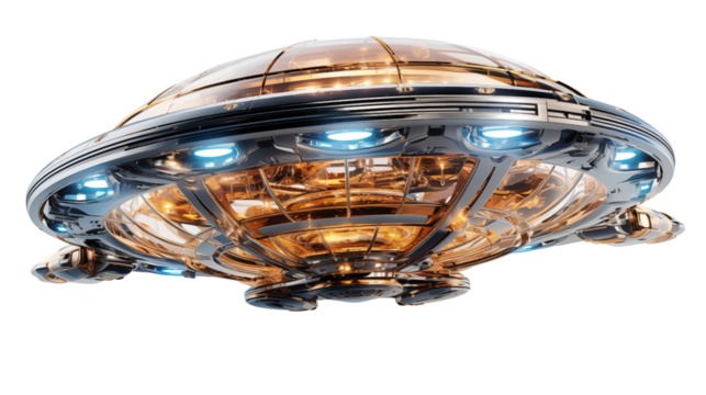 Series of ufo, rocket, space ship, Isolated on Transparent Background.