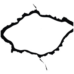 Torn Black Border with Irregular Shape on White Background