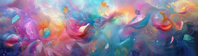 A vibrant abstract artwork featuring swirling colors and dynamic shapes, perfect for modern decor and artistic projects.