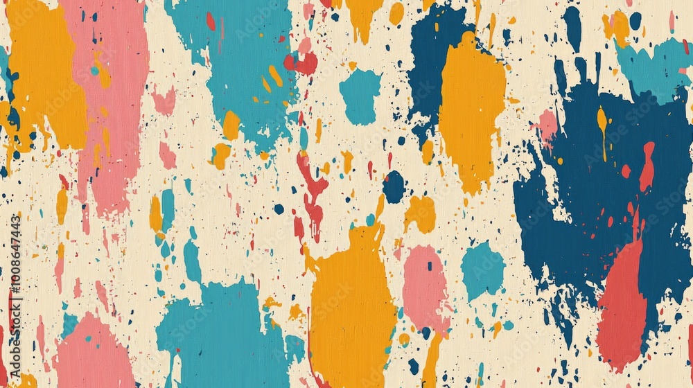 Wall mural artistic splashes of color seamless pattern. vibrant splashes of multicolored paint background