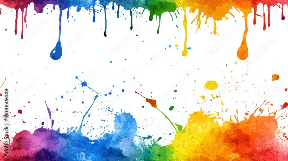 Wall mural artistic splashes of color seamless pattern. vibrant splashes of multicolored paint background