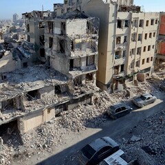 Fototapeta premium cities, houses, areas before and after the war