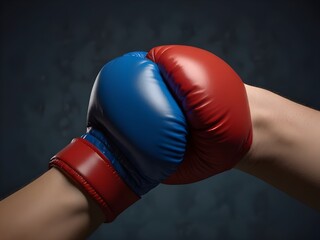Boxing gloves on a woman's hands against a white background. ai generated
