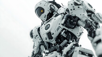 Fototapeta premium Advanced mecha figure with precise engineering and complex mechanical parts