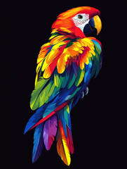 A Parrot With Feathers of Every Color of the Rainbow, Displaying Nature's Vibrant Palette in Full Glory