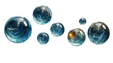 set of ice planets, Isolated on Transparent Background.
