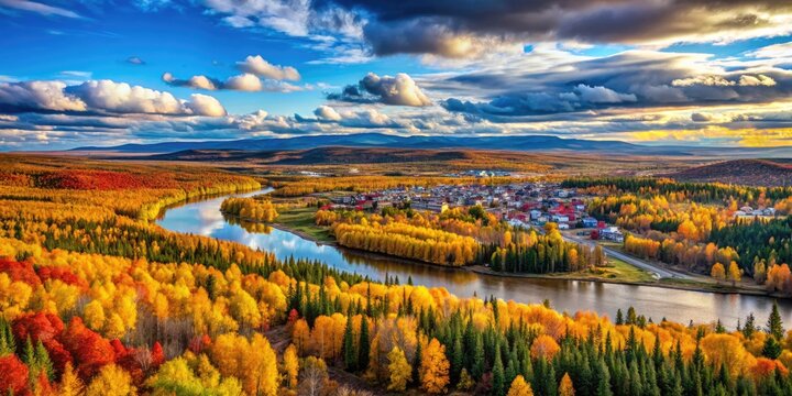 Scenic Landscape of Yakutsk in the Sakha Republic, Showcasing the Beauty of Siberian Wilderness