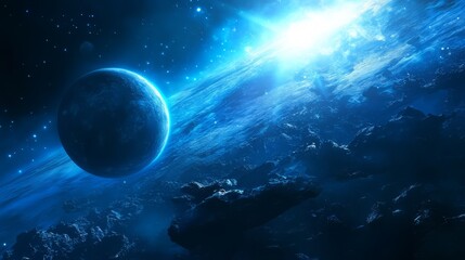 sky-fi background blue. concept of the future. city of the future, space. scientific achievements in the future.