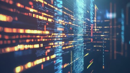 Obraz premium Digital code in blue and orange