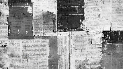 Old newspaper scraps on a wall