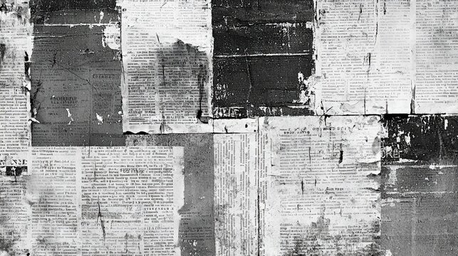 Old newspaper scraps on a wall