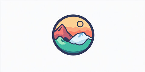 Obraz premium Asia. vector illustration of Asia, mountains, Mount Everest. white flat background. mountains, landscape. environmental friendly. sun over a mountain, sky , colorful image. representation icon logo.