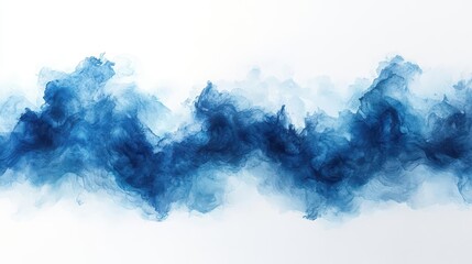 beautiful blue paint strokes in watercolor blending seamlessly against a pristine white background creating a feeling of tranquility and artistic expression with gentle fluidity