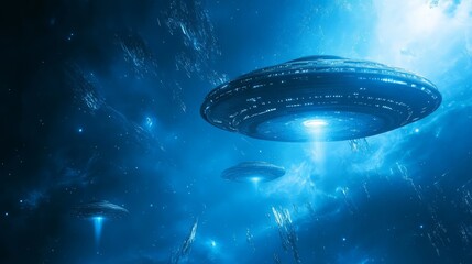 Obraz premium sky-fi background blue. concept of the future. city of the future, space. scientific achievements in the future.