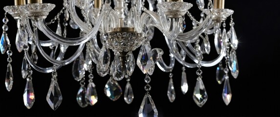 An elegant crystal chandelier, ideal for enhancing luxurious interiors and special events with its beautiful sparkle and sophisticated design.