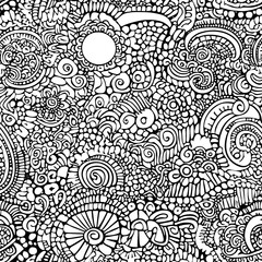 Fototapeta premium Abstract Black and White Doodle Pattern Seamless Vector Design