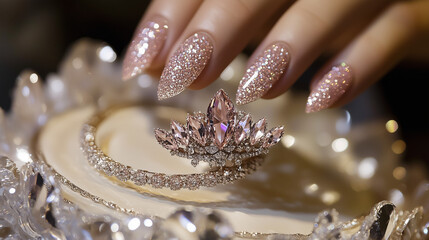 Glittering Nails and Jewelry