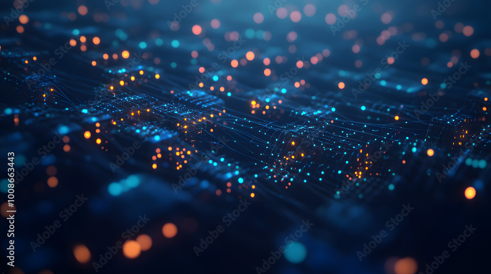 Poster artificial intelligence in a network connection. structural transmission of information. 3d renderin