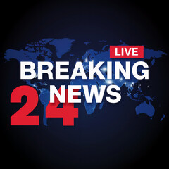 Breaking News Graphic with Blue Background and Light Grey World Map for Global News Updates