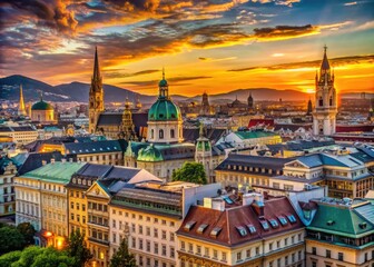 Fototapeta premium Scenic View of Vienna Downtown Featuring Historic Architecture and Vibrant City Life in Austria