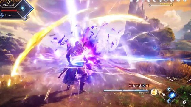 mmo rpg character in open world video game gameplay Generative AI