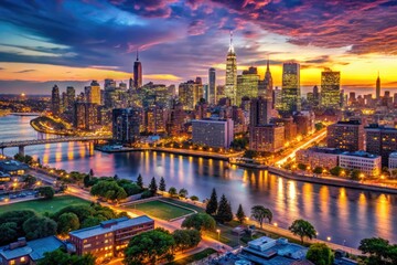 Fototapeta premium Scenic Views of Queens Borough in New York City Showcasing Urban Diversity and Cultural Landmarks