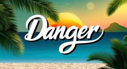 Obraz premium danger calligraphic word lettering on summer concept holiday design background