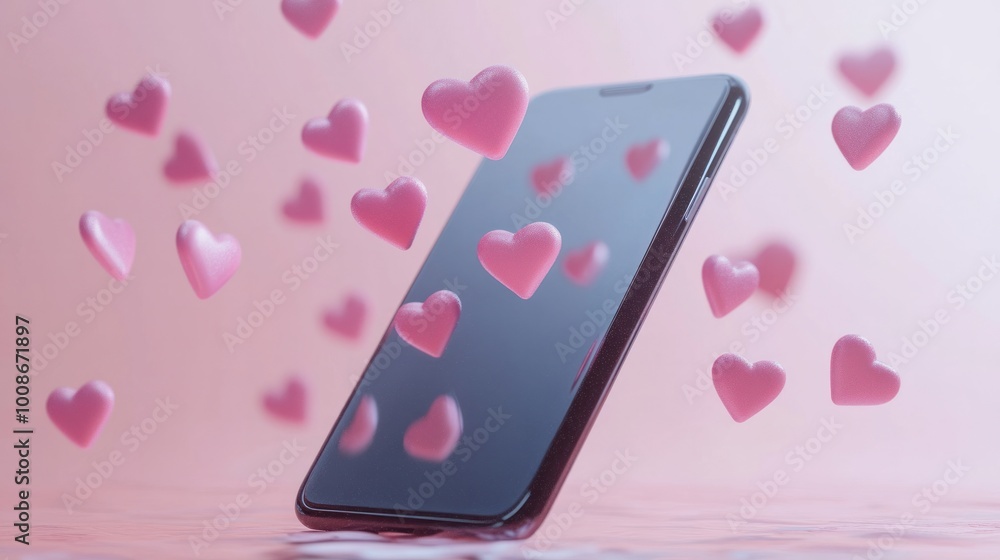 Aufkleber a smartphone screen displaying multiple likes and comments notifications, representing active digita